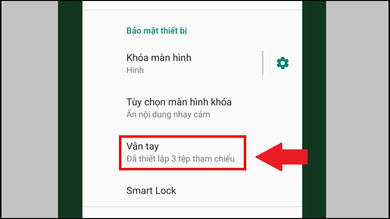  Chọn v&agrave;o mục V&acirc;n tay.